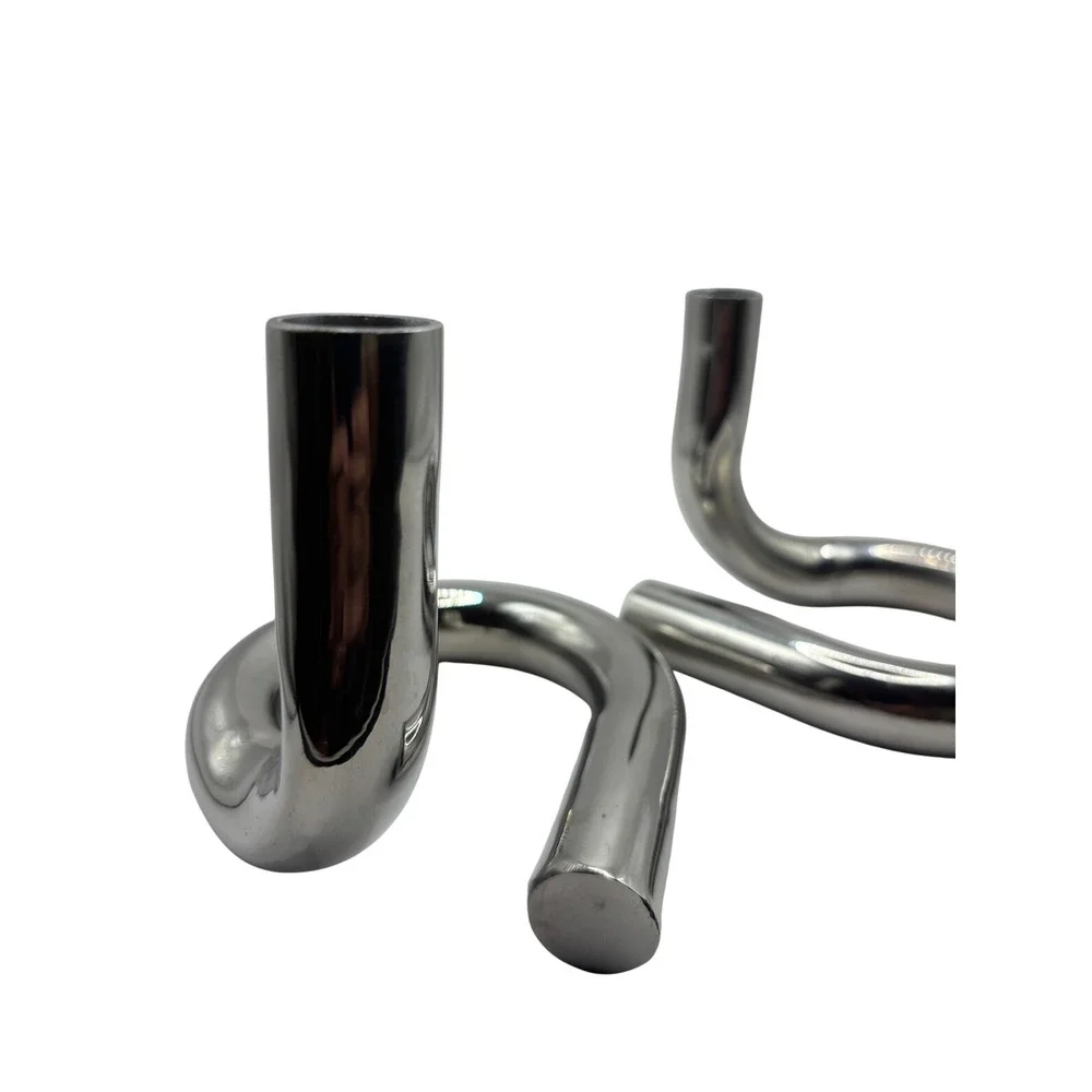 Target Modern Silver Serpentine Taper Candle Holder Set Discontinued Minimalist